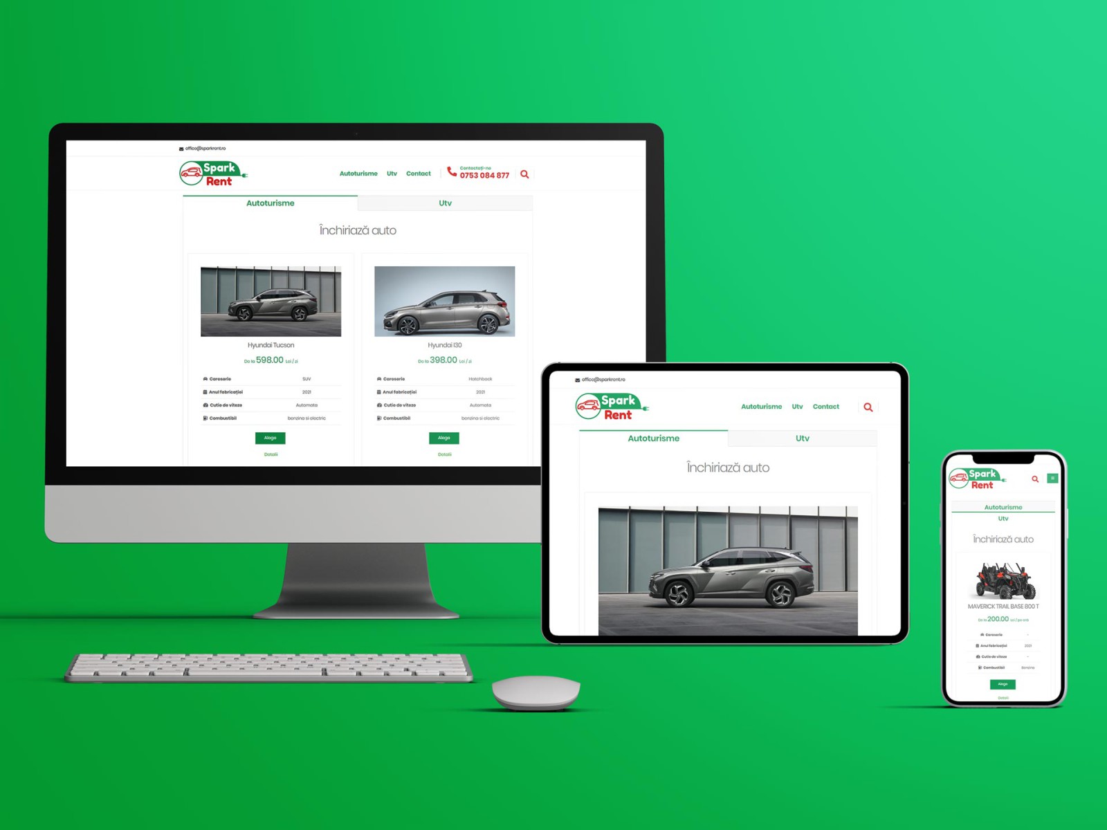 Site web închirieri auto și UTV sparkrent.ro